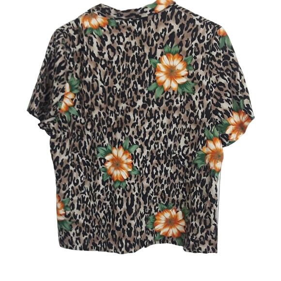 Halmode Floral Animal Print Button Down Shirt - Picture 4 of 6